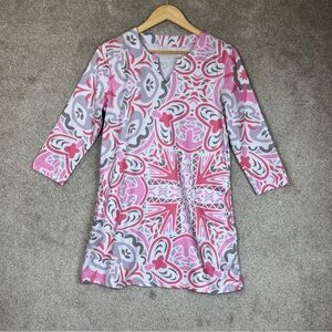 Light Bare Dress Womens Medium Pink Gray 3/4 Sleeve Stretch UPF 50+-3968